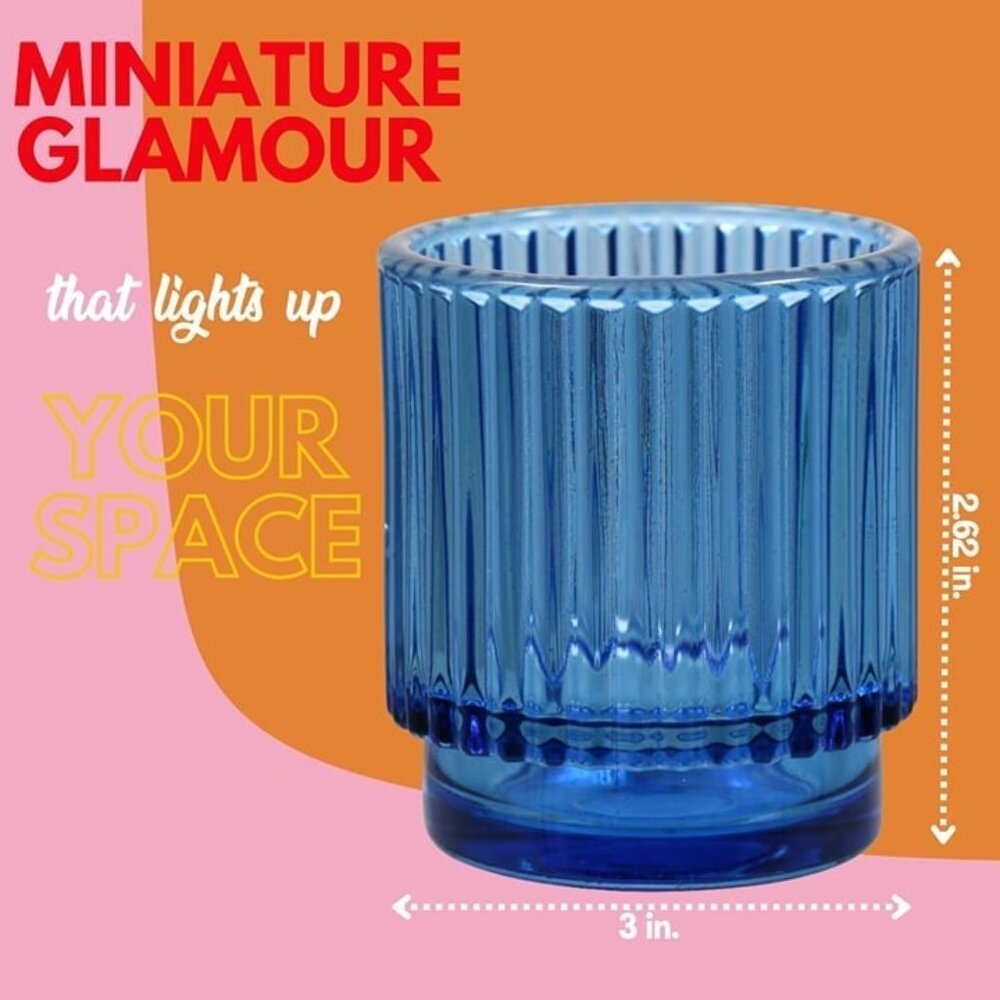 Glass Candle Holders Set of 4, Plated Cut Candleholder for Candlesticks Table Ce - Picture 2 of 6